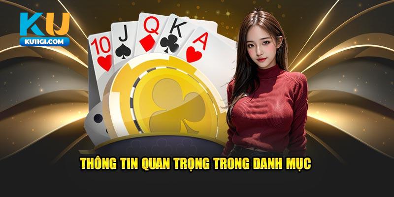 Thông tin quan trọng cung cấp trong danh mục